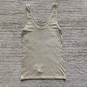 Enza Costa Silk Ribbed Tank Top Beige NWOT Size Small